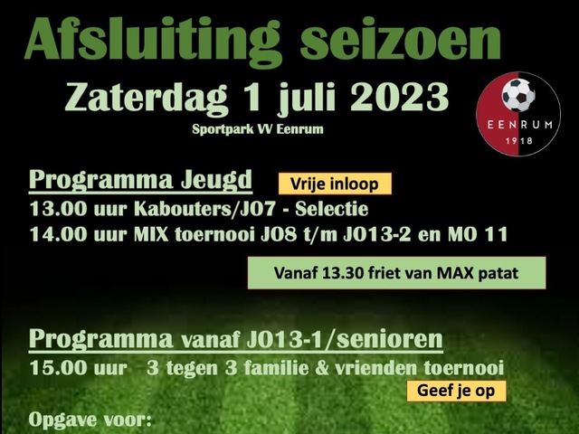 Slotdag VV Eenrum op 1 juli 2023